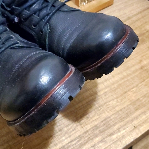 BullBoxer Men's Waylon Black Leather Lace-Up Side-Zip Boots Sz 8 - Picture 8 of 12